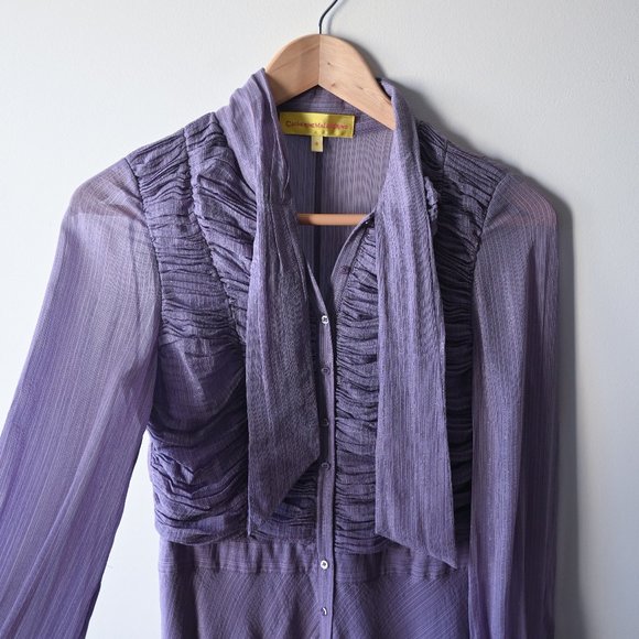 [SOLD] Catherine Malandrino Lavender Metallic Silk Dress 4 - Picture 5 of 7
